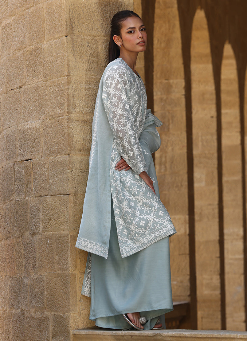 3 PC Kora Embroidered Suit