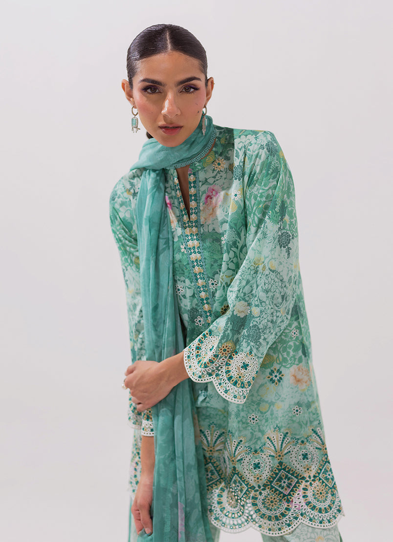 3 PC Embroidered Printed Suit