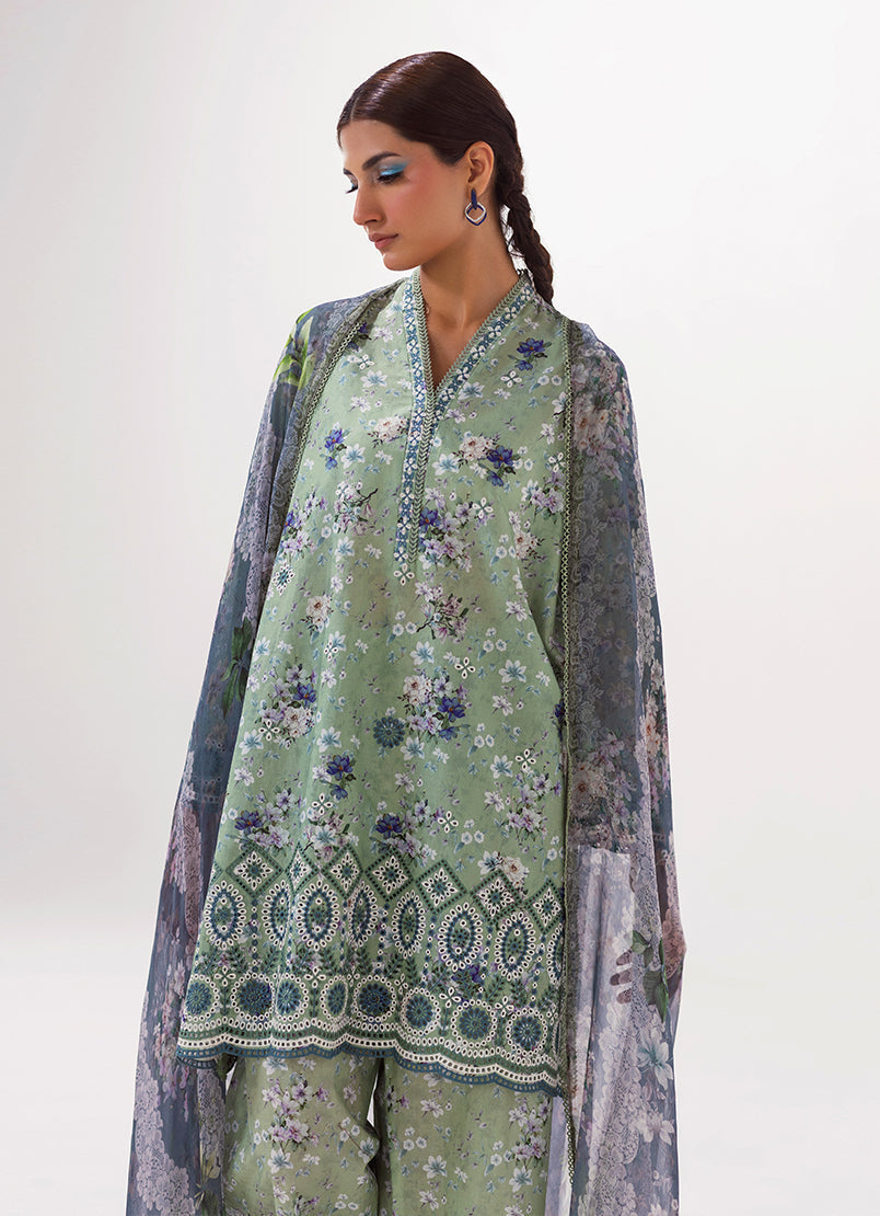 3 PC Embroidered Printed Suit