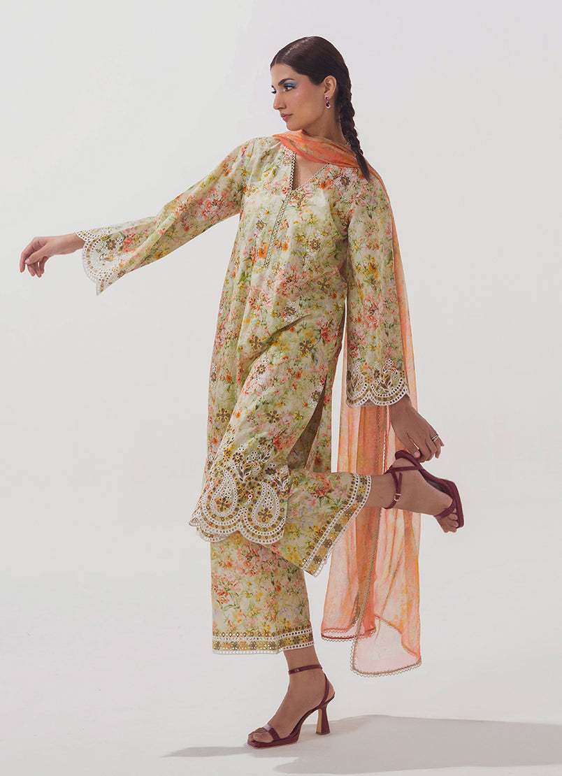 3 PC Embroidered Printed Suit