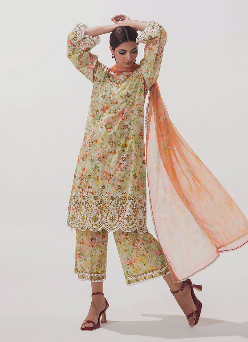 3 PC Embroidered Printed Suit