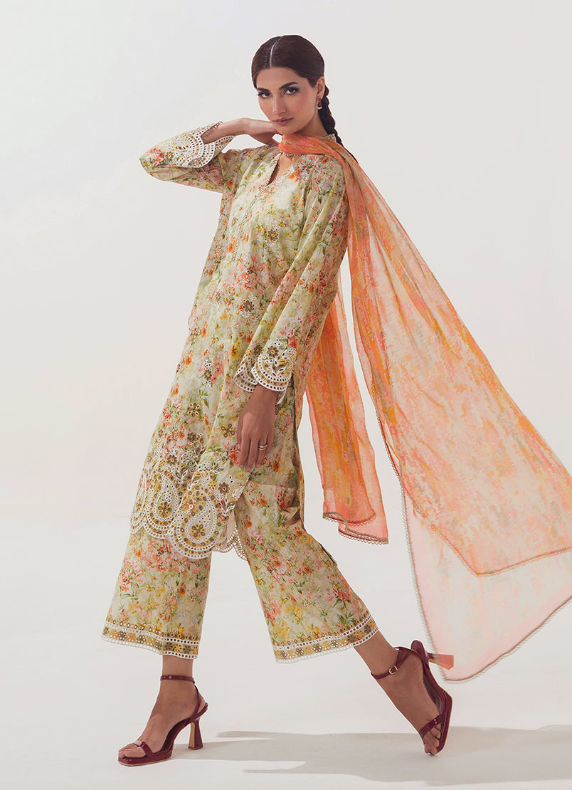 3 PC Embroidered Printed Suit