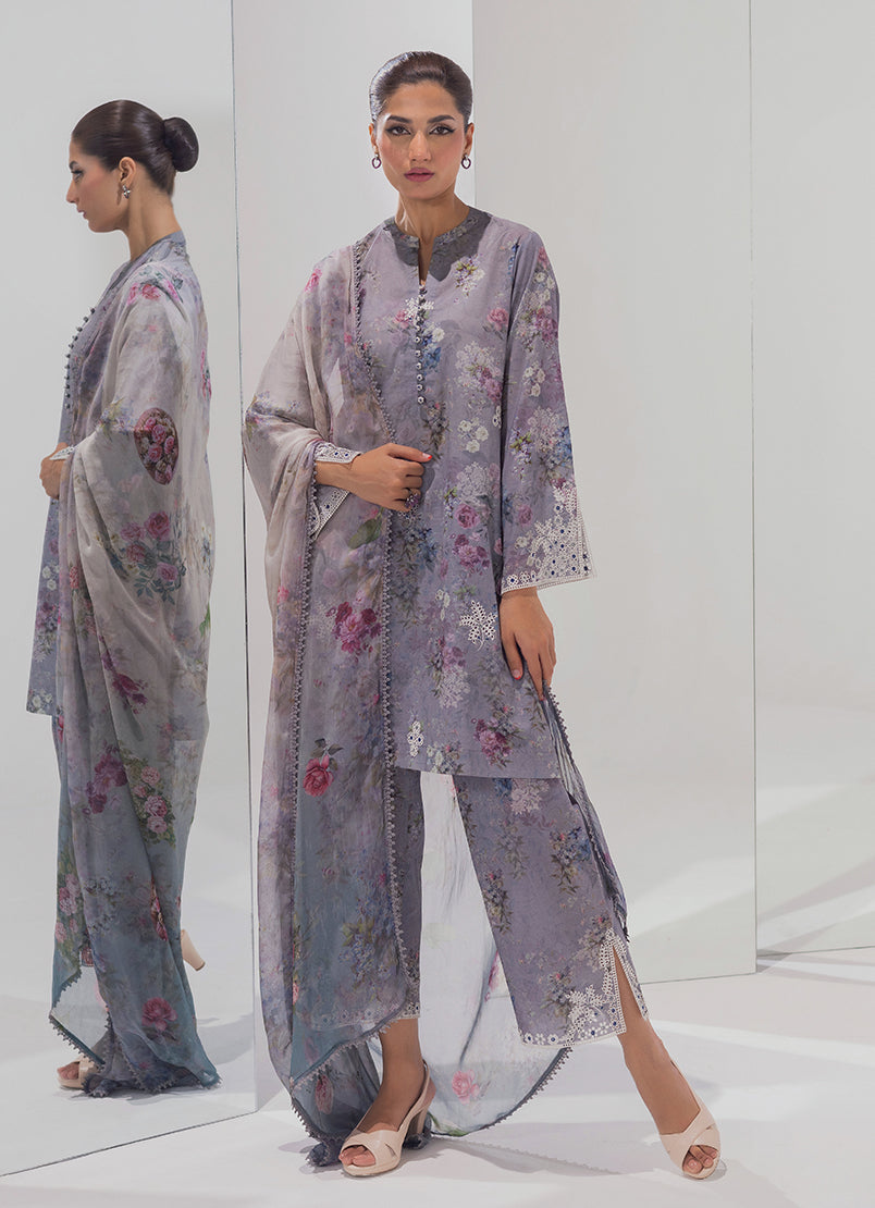 3 PC Embroidered Printed Suit