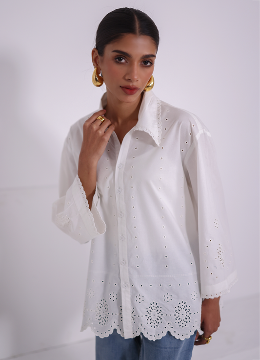 White Embroidered Top