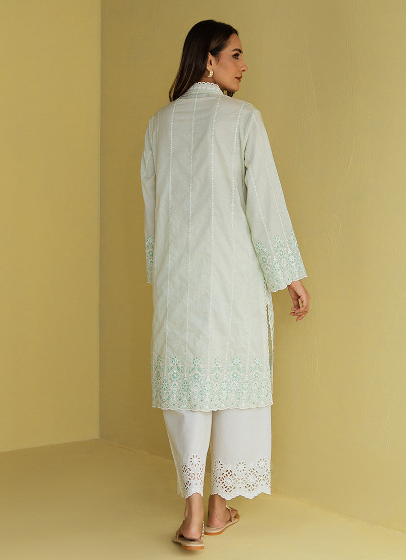 Ice-Green Embroidered Kurta - Embroidered