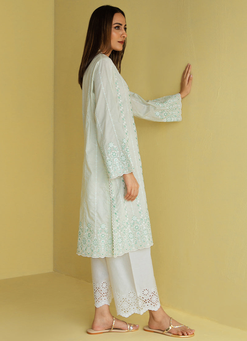 Ice-Green Embroidered Kurta - Embroidered