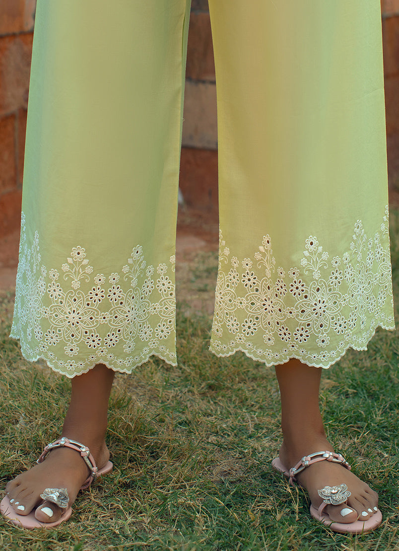 Pistachio Green  Embroidered CO-ORD Set