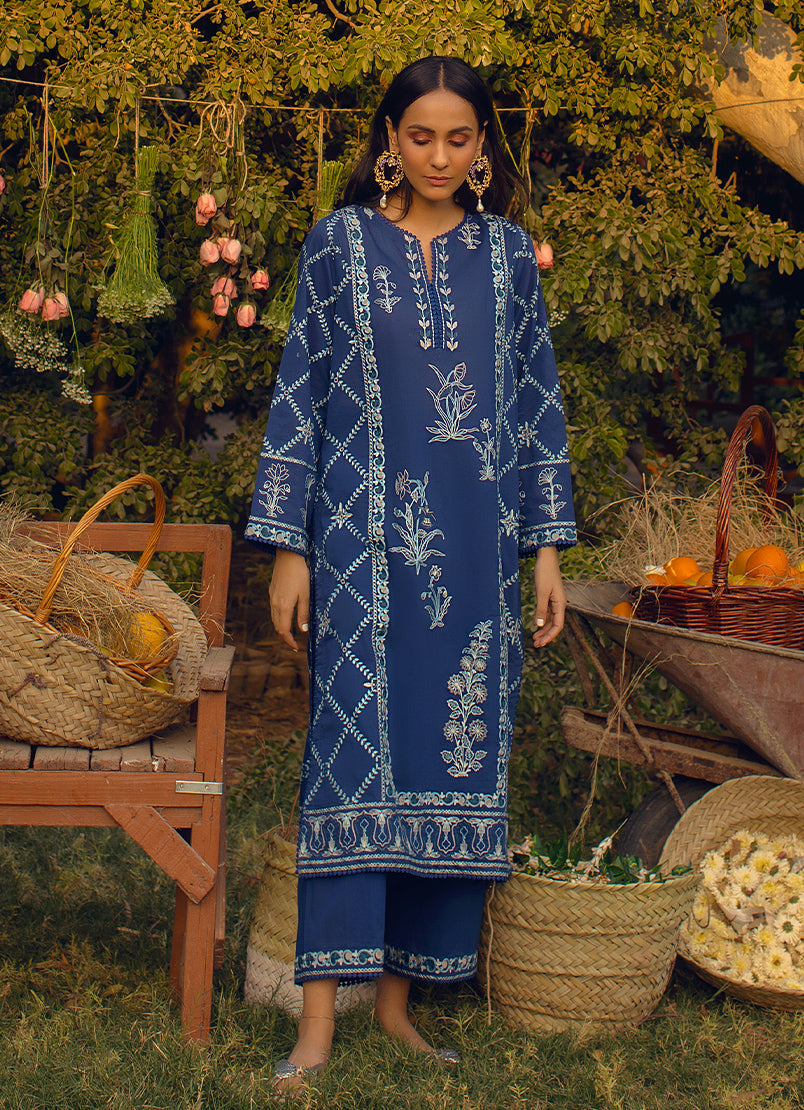 Electric Blue Embroidered CO-ORD Set