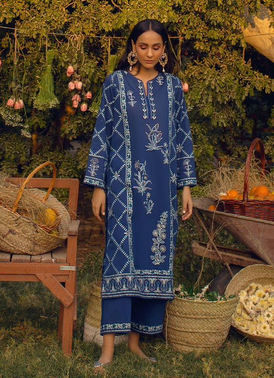 Electric Blue Embroidered CO-ORD Set