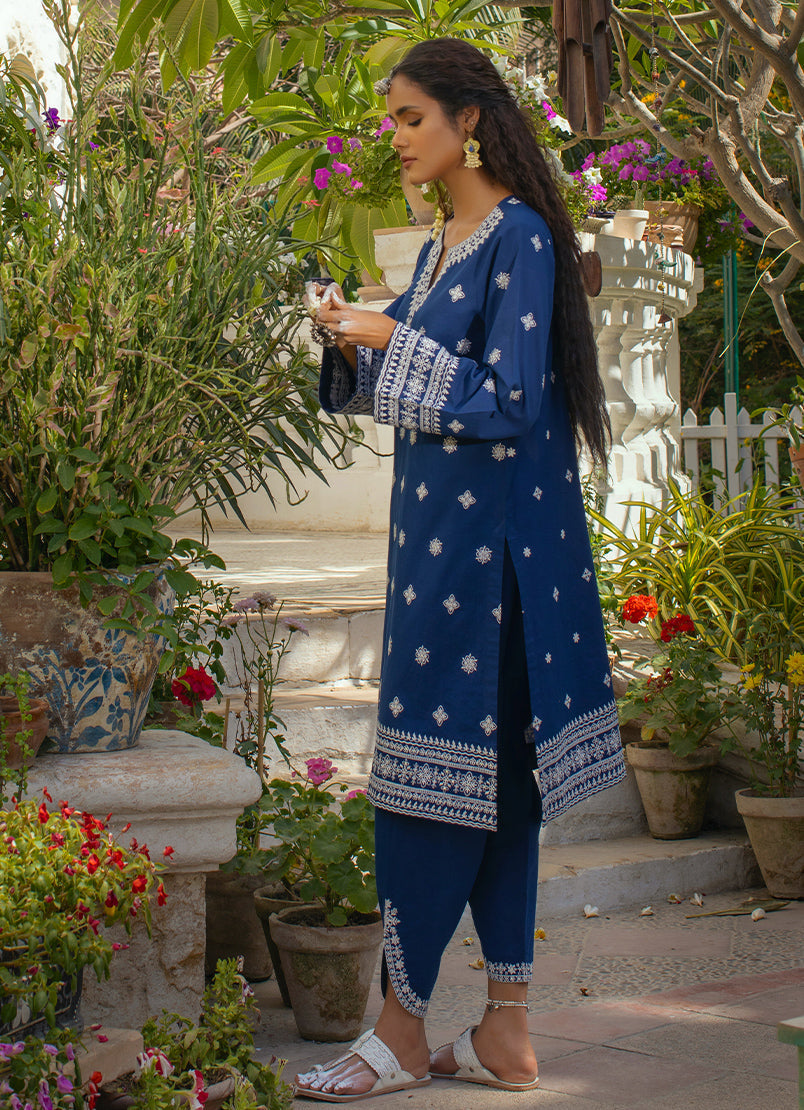 Navy Blue CO-ORD Set With Sequin and Embroidery