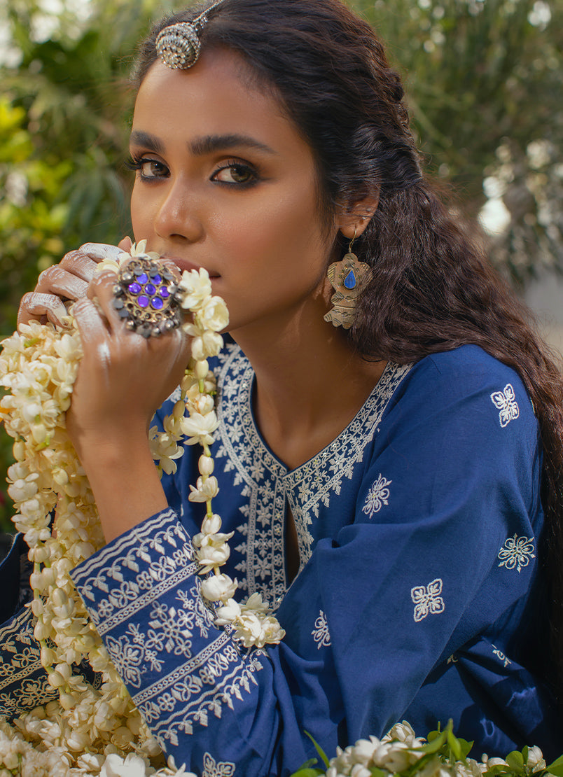 Navy Blue CO-ORD Set With Sequin and Embroidery