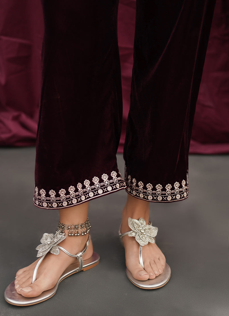 maroon-velvet-embroidered-co-ord-set