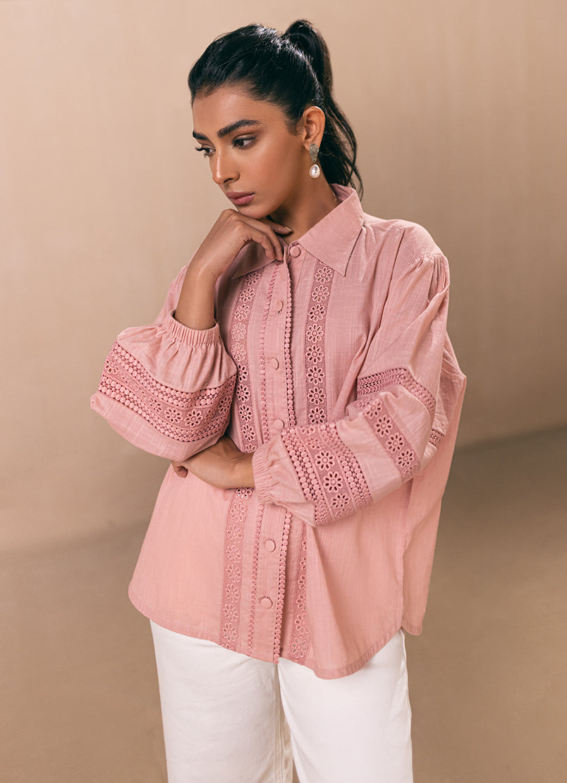 peach-lace-button-down-top